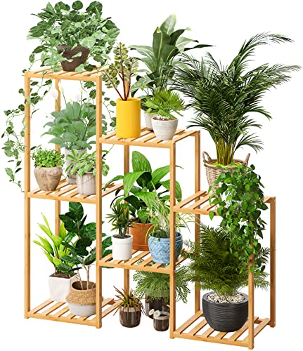 Bamboo Plant Stand - Multiple Plant Stands for Indoor and Outdoor