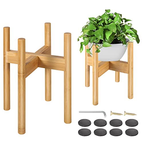 Bamboo Plant Stands, Adjustable Indoor Plant Stand, Mid Century Modern Plant Holder