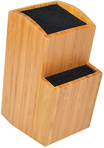 Bamboo Universal Knife Block - Extra Large Two-tiered Slotless Wooden Knife Stand