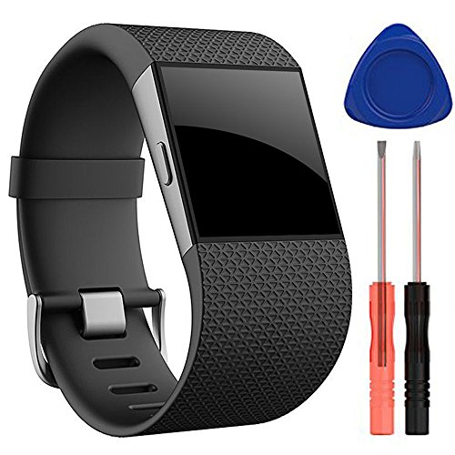 Band for Fitbit Surge, Soft Silicone Adjustable Replacement Strap With Metal Buckle Clasp for Fitbit Surge (No Tracker)