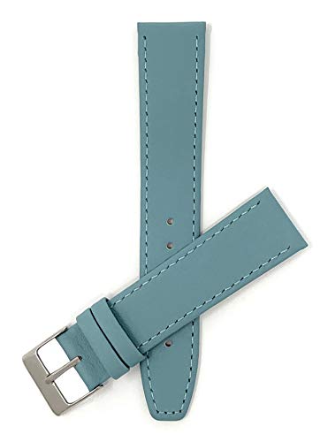 Bandini 14mm Womens Leather Watch Strap Band - Baby Blue with Stitching