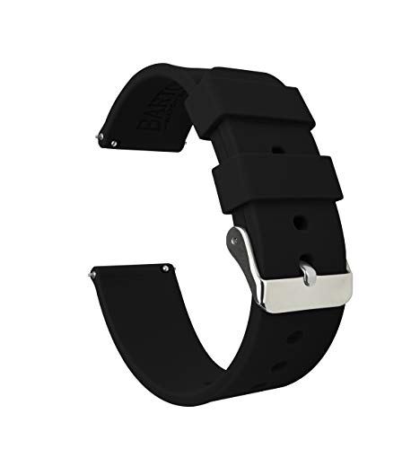 BARTON 24mm Black Silicone Quick Release Watch Bands
