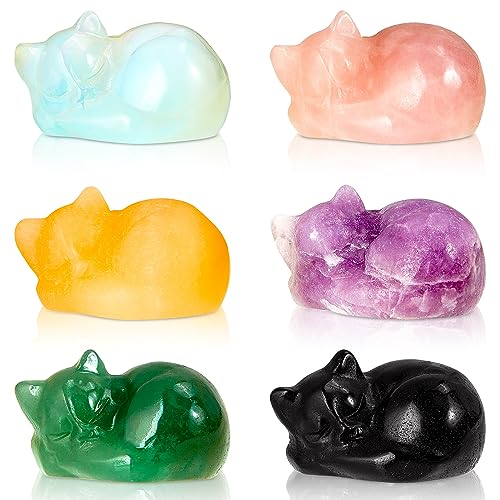 Barydat Crystal Cat Figurines: Sleeping Cat Statues for Home Decoration and Gifts