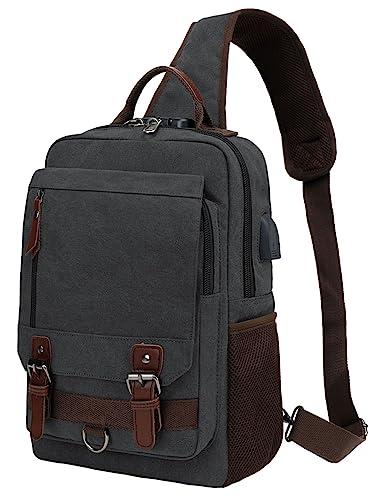 BASICPOWER Messenger Bag Canvas Sling Crossbody Backpack Laptop Casual Travel for Men Women