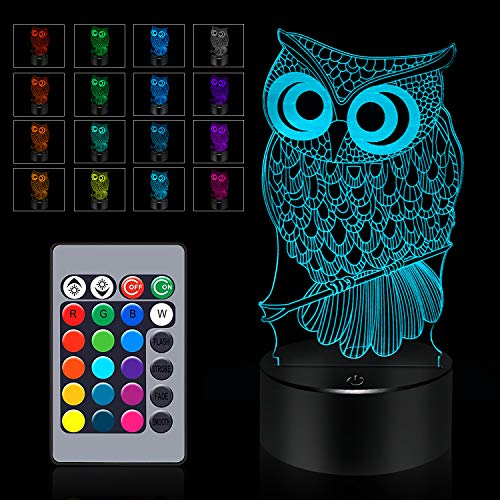 BASSI Owl 3D Lamp with Touch & Remote Control