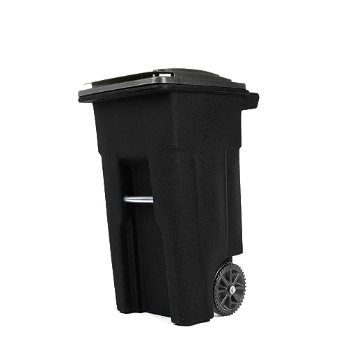 BatanE 32 Gallon Garbage can Black with Wheels and lid for Outdoor or Indoor use