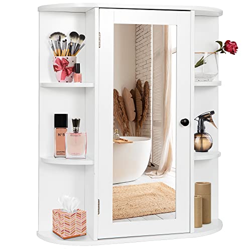 Bathroom Cabinet with Mirror Door Storage Organizer