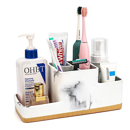 Bathroom Organizer Countertop - Toothbrush Holder with 5 Compartments