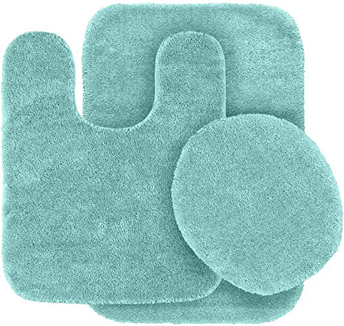 Bathroom Rug Set with Non-Slip Rubber Backing
