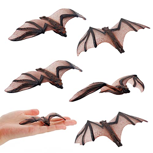 Bbiamsleep 5 Pieces Realistic Bat Figurines Simulation Bat Models Mini Bat Figures for DIY Projects Halloween Home Decoration