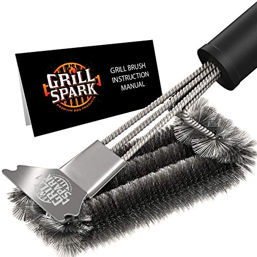 BBQ Grill Brush and Scraper 18" | Stainless Steel Cleaning Brush Accessories | Best for Weber Gas, Charcoal, Porcelain, Cast Iron, All Grilling Grates