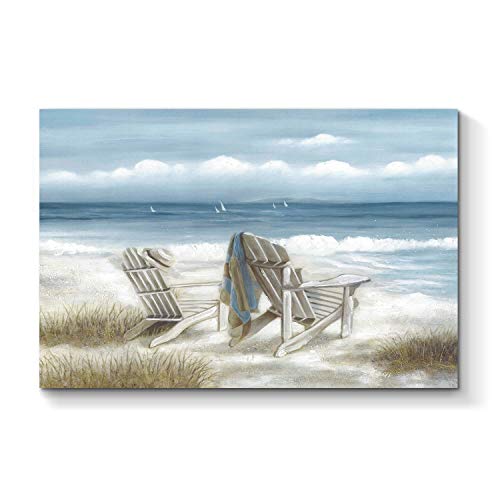 Beach Wall Art: Seaside Chair Seascape Canvas Painting