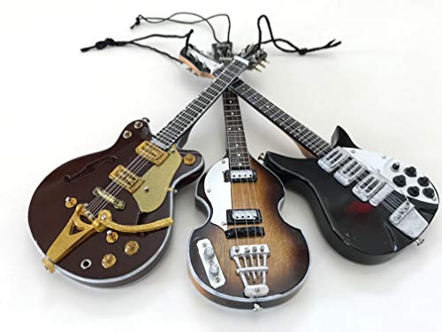 Beatles Ornaments Set of Three Classic Miniature Guitar Replica Collectibles