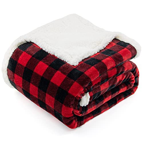 BEAUTEX Sherpa Fleece Flannel Blanket - Soft and Cozy