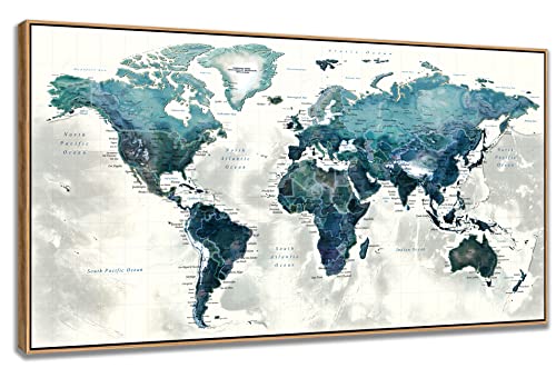 Beautiful Framed World Map Canvas Print for Home Decor
