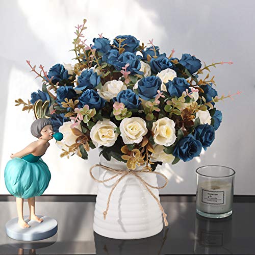 Beautiful Lifelike Artificial Rose Bouquets and Ceramic Vases