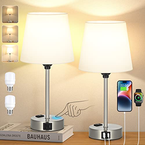 Bedroom Table Lamps with USB C Port and AC Outlet