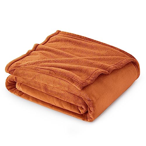 Bedsure Burnt Orange Fleece Blanket - Soft and Cozy Throw Blanket
