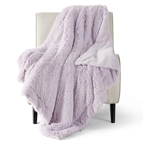 Bedsure Faux Fur Throw Blanket Lavender
