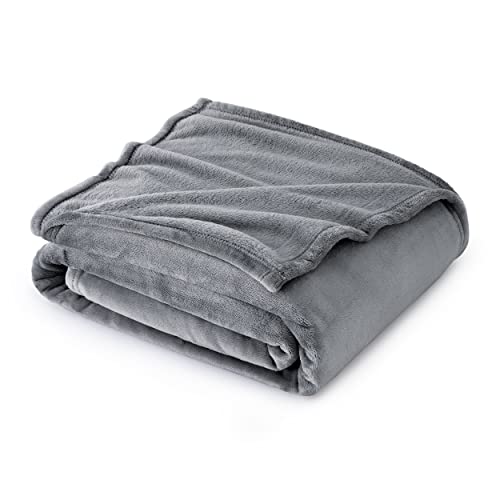Bedsure Fleece Blankets Twin Size Grey - Lightweight Plush Fuzzy Cozy Soft Twin Blanket