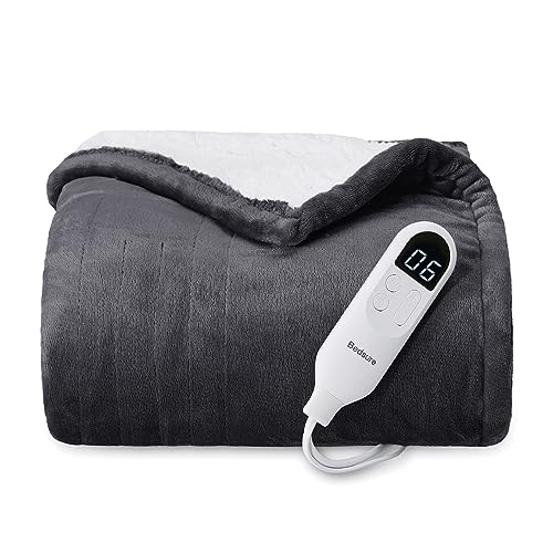 Vremi Electric Blanket - 50 x 60 inches Throw Heated Blanket with 6 Heat  and 8 Time Settings - Fleece Heating Pad with 10 feet Cord, LCD Display