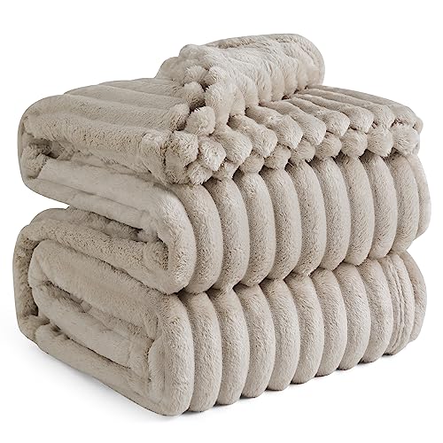 Bedsure Linen Fleece Queen Blanket for Couch