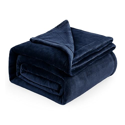 Bedsure Navy Fleece Blanket - Soft Lightweight Plush Cozy Microfiber