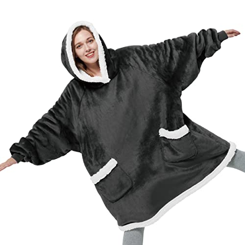 Bedsure Wearable Blanket Hoodie - Sherpa Hooded Blanket