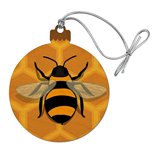 Bee on Honeycomb Wood Christmas Tree Ornament