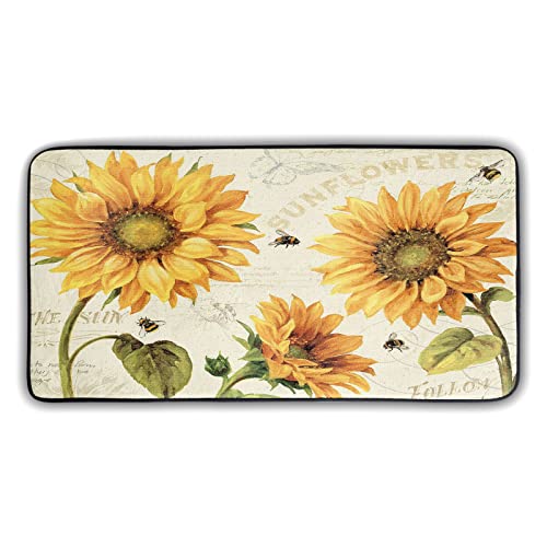 Bee Sunflower Kitchen Rugs and Mats
