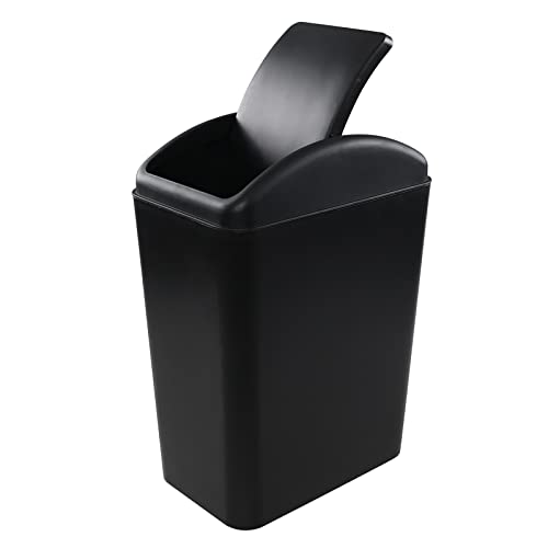 Begale 4.5 Gallon Plastic Swing Top Trash Can, 1-Pack Swing Kitchen Garbage Bin, Black