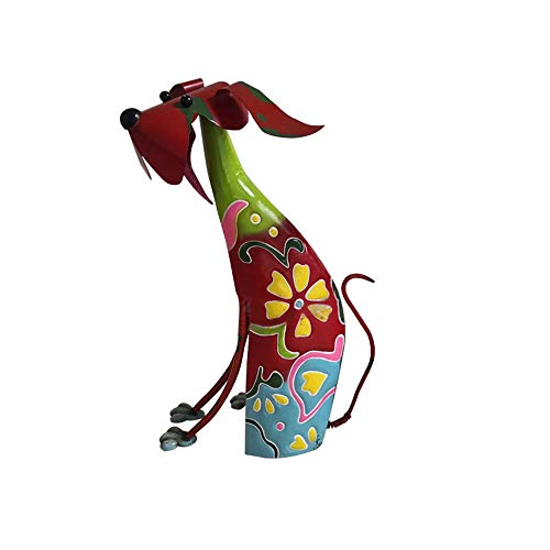 Benzara 15 Inch Decorative Metal Dog Sculpture, Multicolor