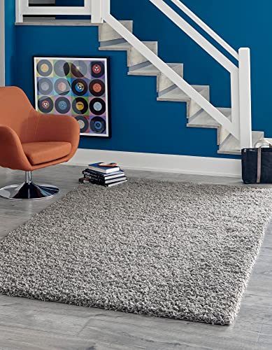 Über Cozy Solid Shag Collection Rug - Cloud Gray