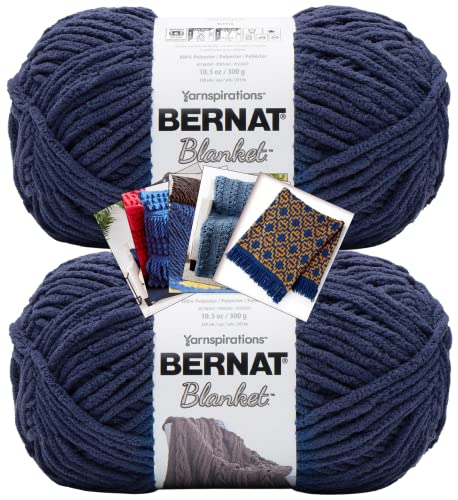 Bernat Blanket Yarn - Big Ball (10.5 oz) - 2 Pack with Pattern Cards in Color (Twilight)