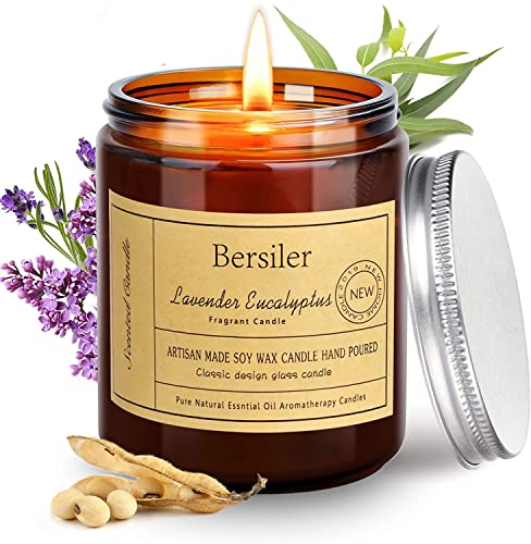 Bersiler Aromatherapy Candles, Scented Candles, 7OZ Lavender Eucalyptus Candles Stress Relief and Relax for Home & Bedroom Gift for Women/Men Soy Wax (Lavender Eucalyptus 1 Jar)
