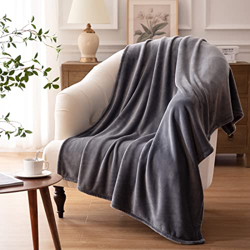 Bertte Ultra Velvet Plush Super Soft Decorative Throw Blanket-50"x 60", Dark Grey