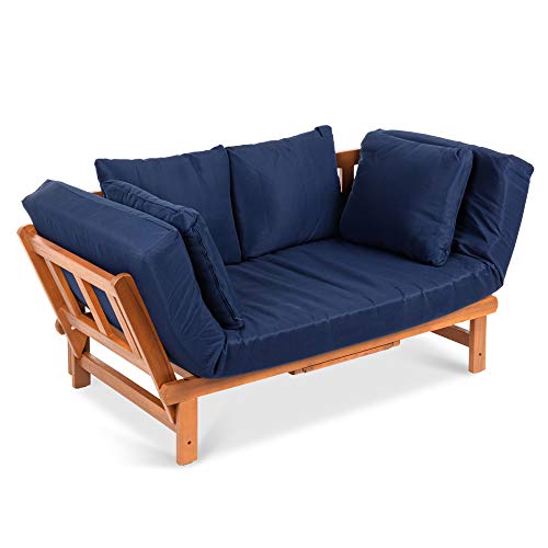 Best Choice Products Outdoor Convertible Acacia Wood Futon Sofa Furniture