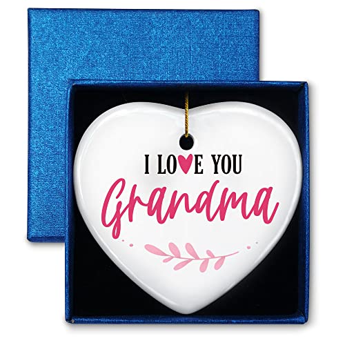 Best Grandma Gifts from Granddaughter, I Love You Grandma, Ornament Keepsake Sign Heart Plaque Gift for Grandma, Birthday Christmas for Grandma from Grandson Grandchildren