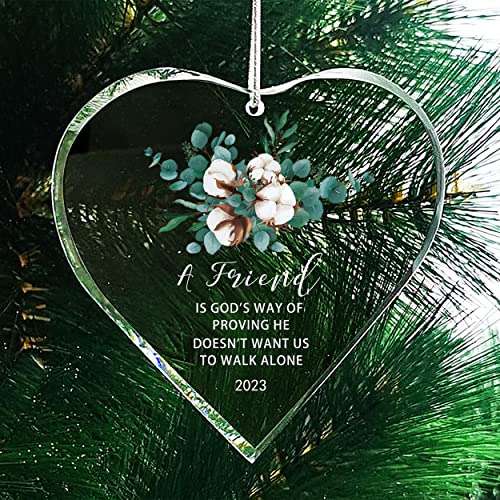 Bestie Gifts for Women Christian Birthday Friendship Gifts Hanging Decoration Newlywed Married Christmas 2023 Ornament (Glass Kapok)