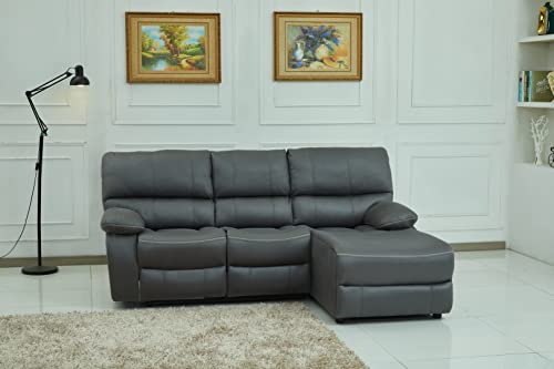 Betsy Furniture Microfiber Grey Modular Reclining Sectional 3 Seater with Chaise 8007 (Grey, Base Sectional)