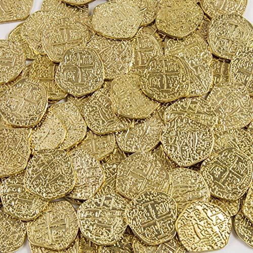 Beverly Oaks Metal Pirate Coins - 50 Gold Spanish Doubloon Replicas - Fantasy Metal Coin Pirate Treasure