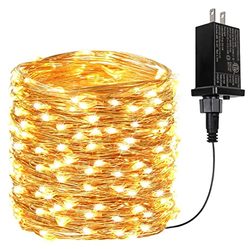 BHCLIGHT 66Ft 200 LED Fairy Lights Plug in, Waterproof String Lights Outdoor 8 Modes Copper Wire Lights Bedroom Decor, Twinkle Lights for Girl's Room Garden Christmas Party Wedding (Warm White)