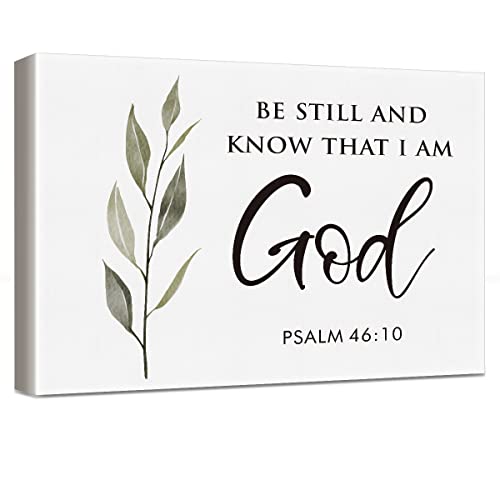 Bible Verse Be Still and Know That I am God Canvas Poster Psalm 46:10 Scripture Print Painting for Christian Home Office Wall Art Decoration 11.5 x 15 inch (Framed)