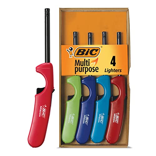 BIC Multi-purpose Candle Lighters, Durable Metal Wand, Assorted Colors, 4-Count