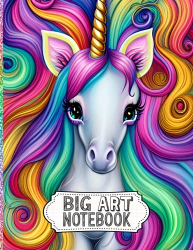 BIG ART NOTEBOOK: Unicorn Drawing Tablet For kids and teens| Drawing, painting, coloring, writing, doodling, collaging, sketching| Beautiful UNICORN ... paper notebook| Unicorn gift for girls