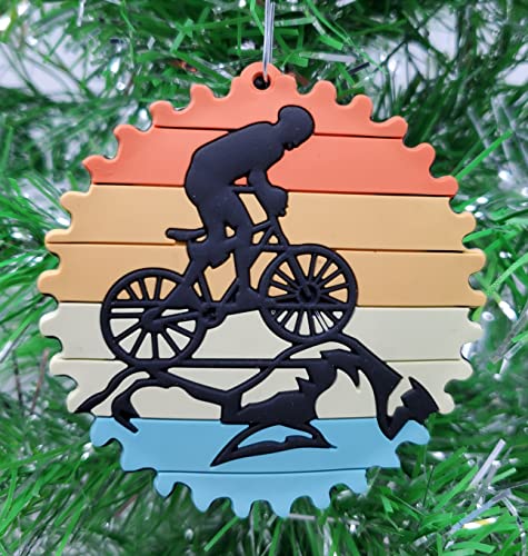 Biking Cyclist Ornament - 3" Biker Cog Christmas Ornament