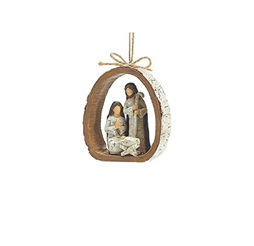 Birch Bark Ring Resin Holy Family Ornament