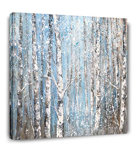 Birch Tree Canvas Wall Art Hand Painted Modern Elegant Forest Pictures