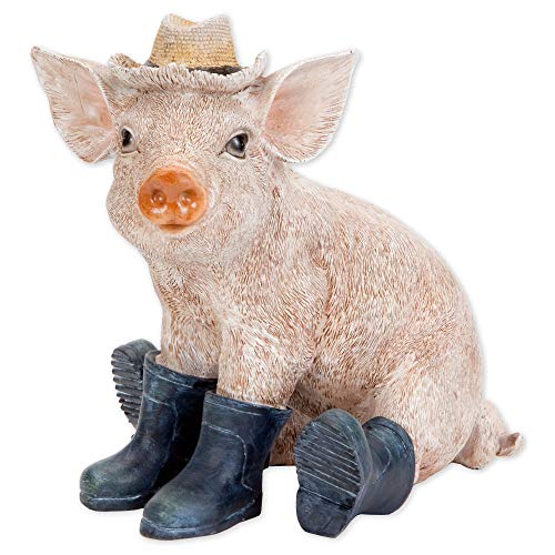 Bits and Pieces - Pig in Boots Sculpture - Polyresin Home or Garden Decorative Animal Statue
