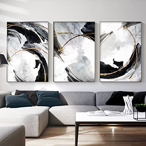 Black and Gold Abstract Wall Art